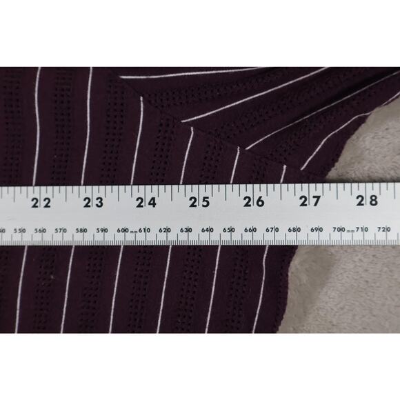 Avenue Shirt Womens 30/32 Purple White Striped Stretch Button Up Long Sleeve Top - Picture 5 of 6
